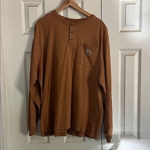 Carhartt Men's Tan Long Sleeve Henley Shirt